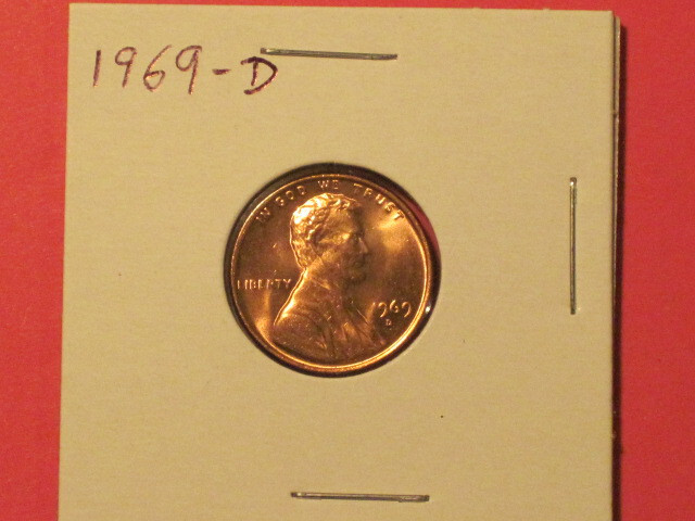 1969-D Small Cent - AU example
