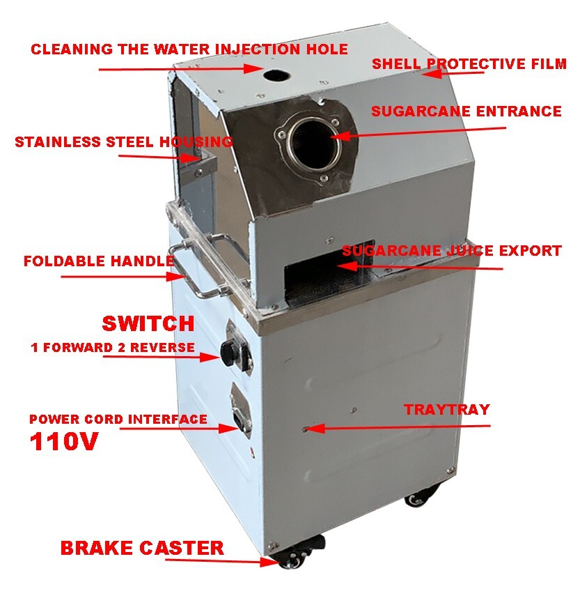 110V Commercial 3 Rolls Electric Sugarcane Juice Making Machine Press Extractor