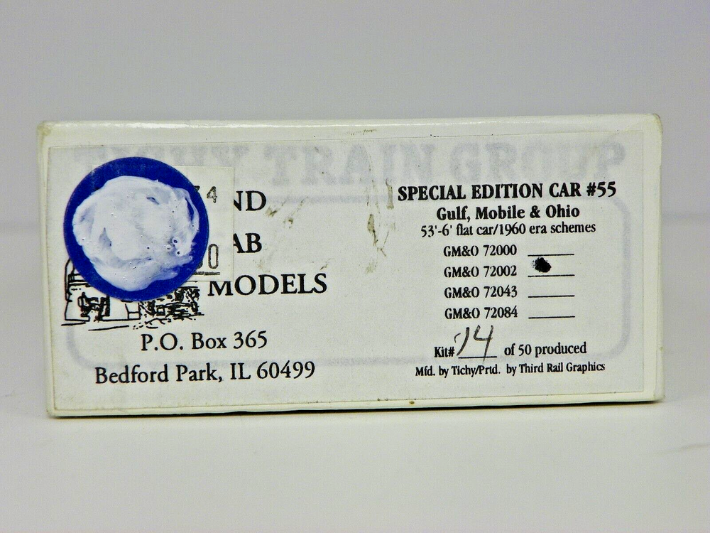 END CAB MODELS HO U/A G. M. & O. 53'6" FLAT CAR #72002
