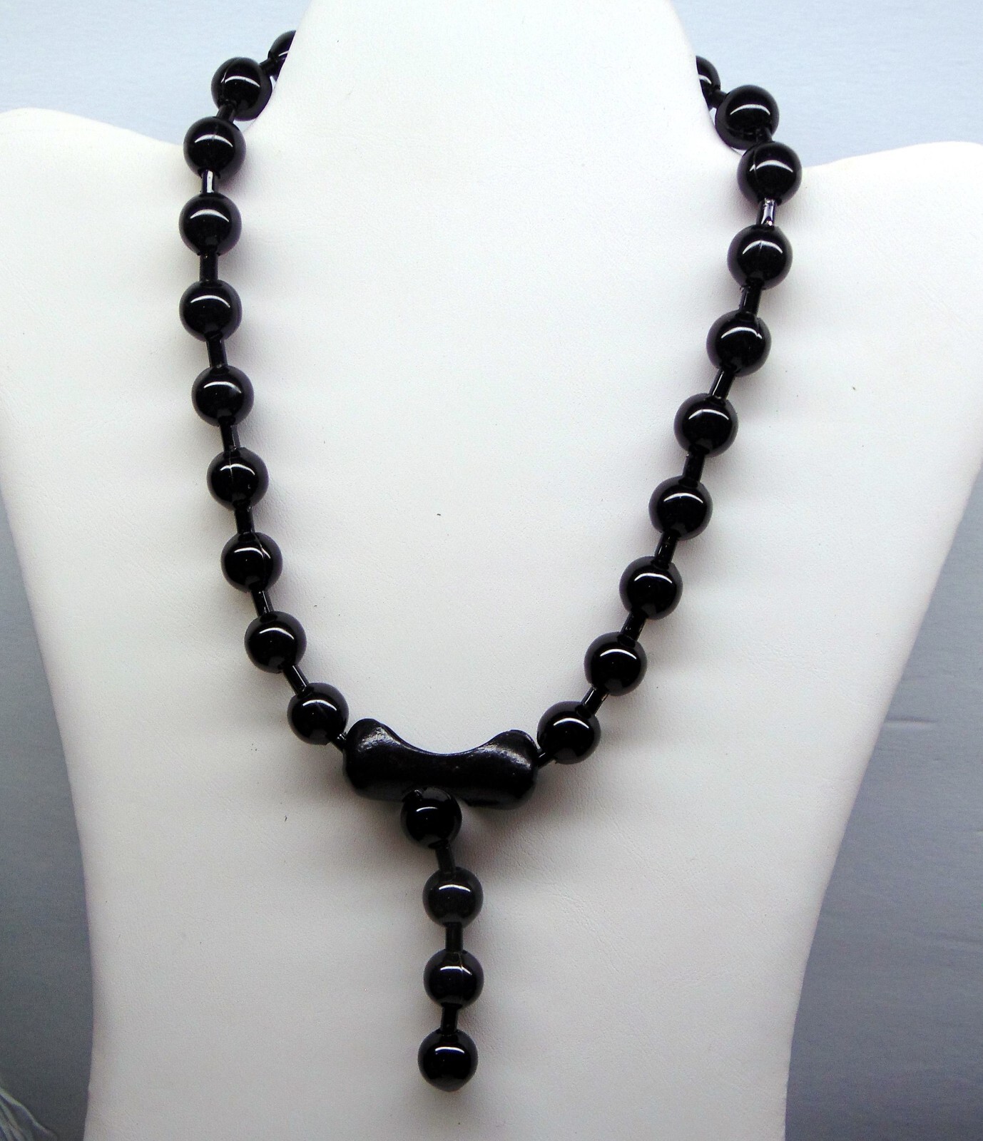 BIG Glossy BLACK BALL Chain Necklace or Bracelets ~ 12mm / 1/2" bead #30 SHINY