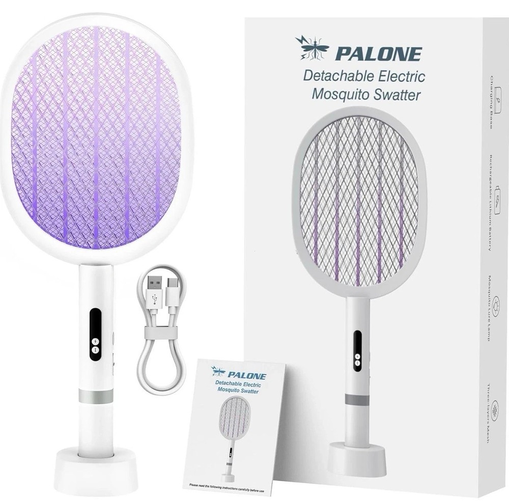 2pcs Electric Fly Swatter Rechargeable Bug Zapper Racket Handheld&Auto Zap Mode
