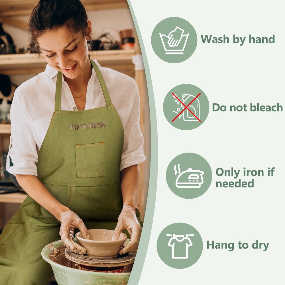 Full Coverage Pottery Apron Split Leg - 100% Cotton Canvas Potter's & Ceramic...