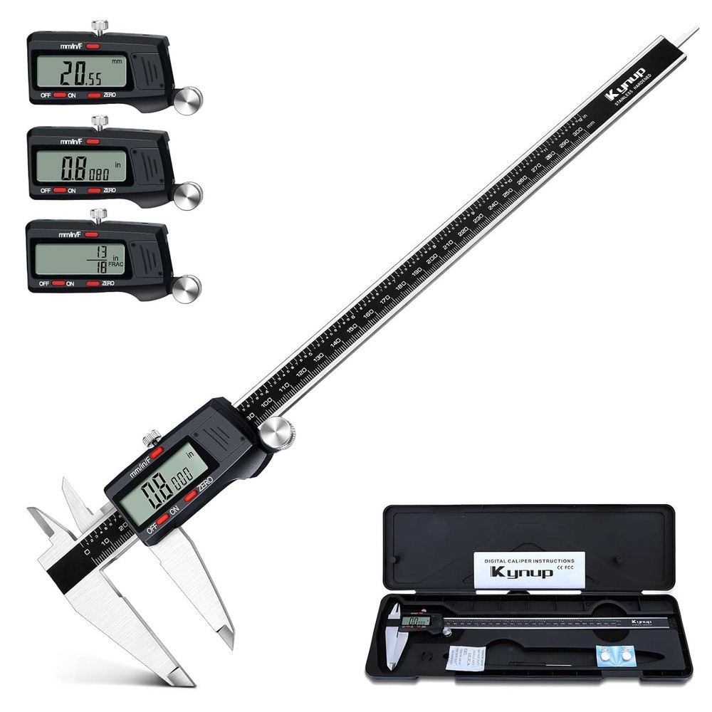 Precision Vernier Caliper - 12'' Digital Tool with Fraction & Metric Conversion
