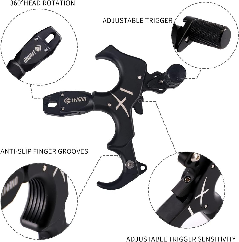 X1 Compound Bow Thumb Bow Release, 3&4 Finger Grip Adjustable Archery Release Ai