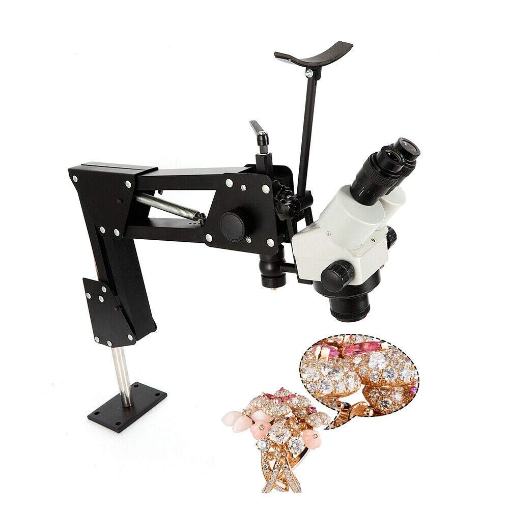 7x-45x Zoom Micro Inlaid Mirror Multi-directional Microscope+Stand Jewelry Tools