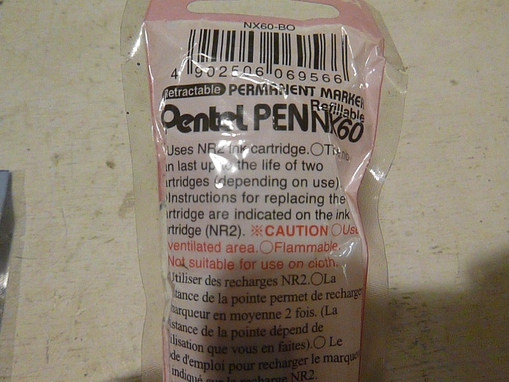 Pentel NX60 Retractable Refillable Permanent Marker Pens Red Blue Chisel Nib