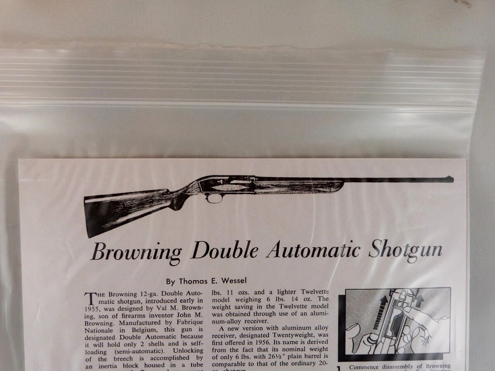 BROWNING DOUBLE AUTOMATIC RIFLE BREAK DOWN INSTRUCTION KIT