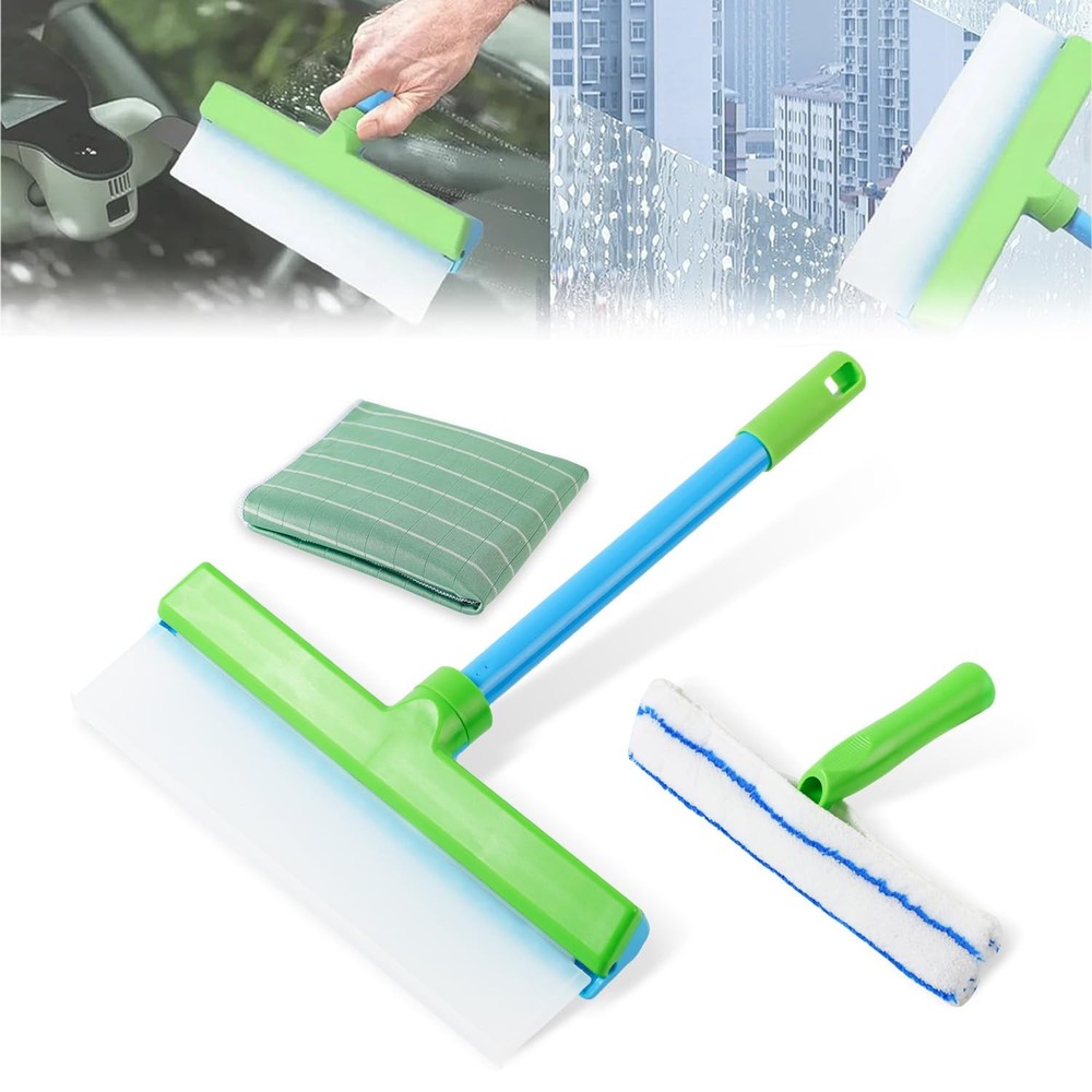 Window Cleaning Kit, Squeegee, Recyclable Silicone Green