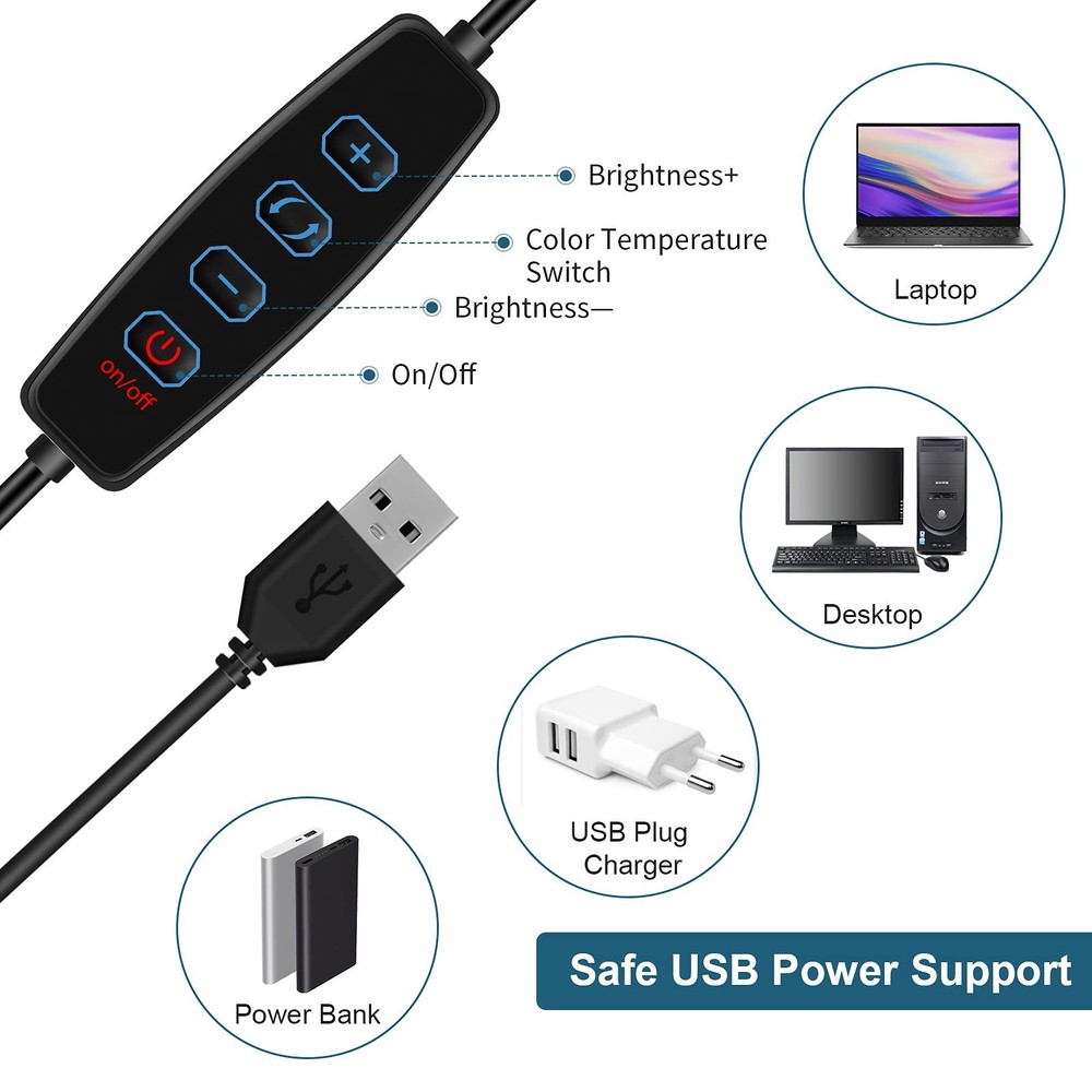 Video Conference Lighting Kit, LED Ring Light for Webcam Lighting, 3 Light Mo...