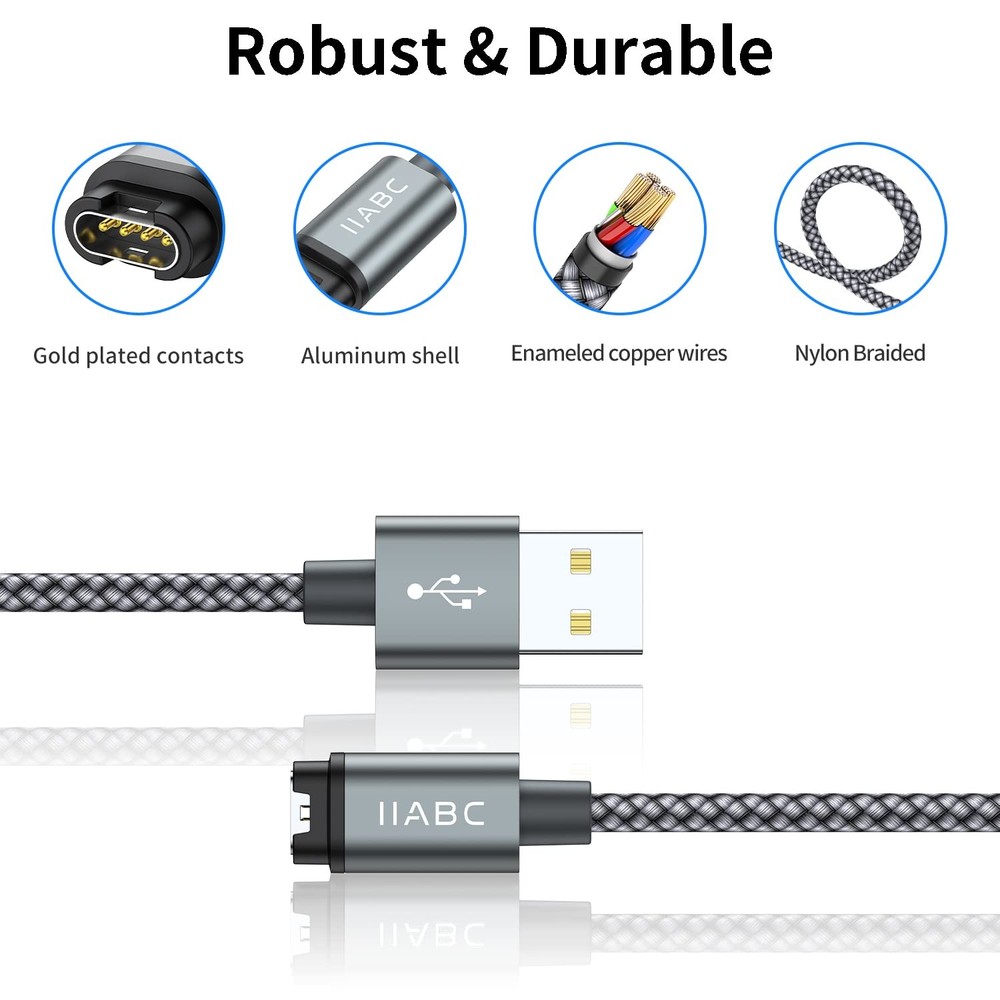 Charger Cable Compatible with Garmin Watch 2-Pack 3.3FT USB