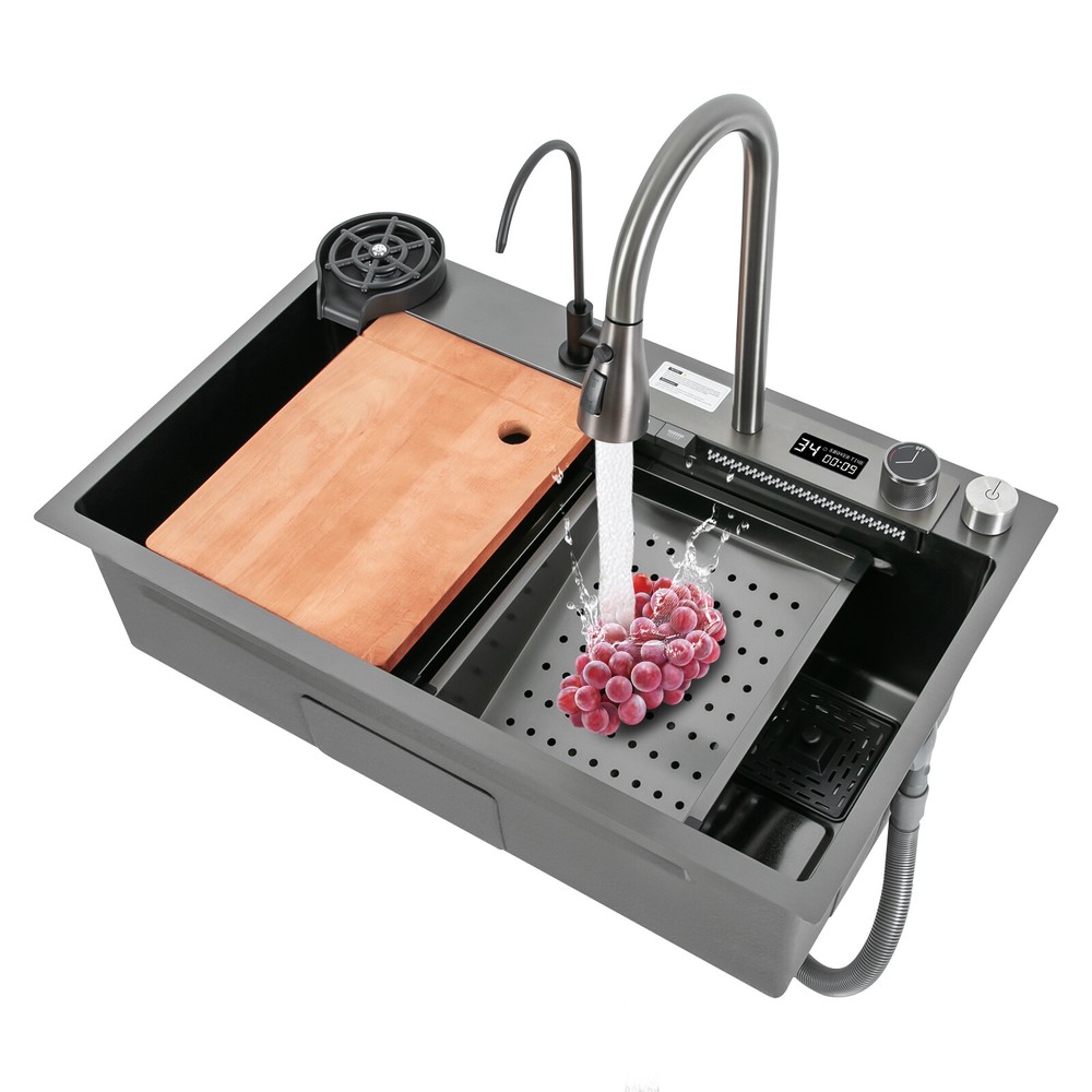 Multifunctional Digital Display Sink Workstation Kitchen Sink w/Pull-Out Faucet