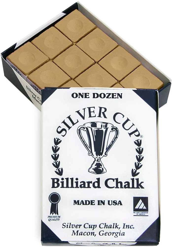 Silver Cup/ Championship Billiard Chalk - ONE Dozen (Brown)
