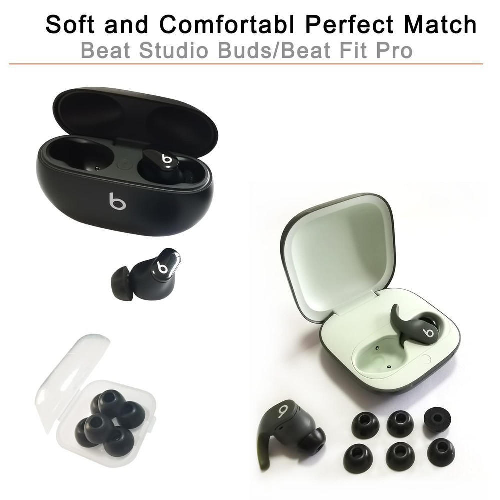 Memory Foam Ear Tips for Beats Earbuds - Universal Replacement LMS, Black