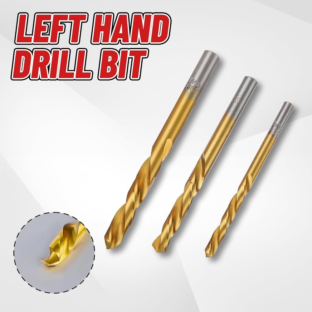 14 Pieces Left Hand Drill Bits Set for Removing Stripped Screws and Broken Bolts