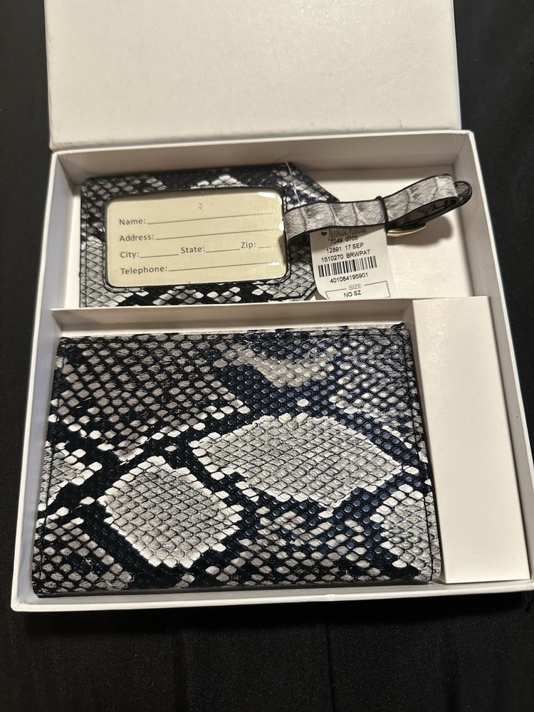 Neiman Marcus Python Design Passport/ wallet, baggage tag, Set NEW