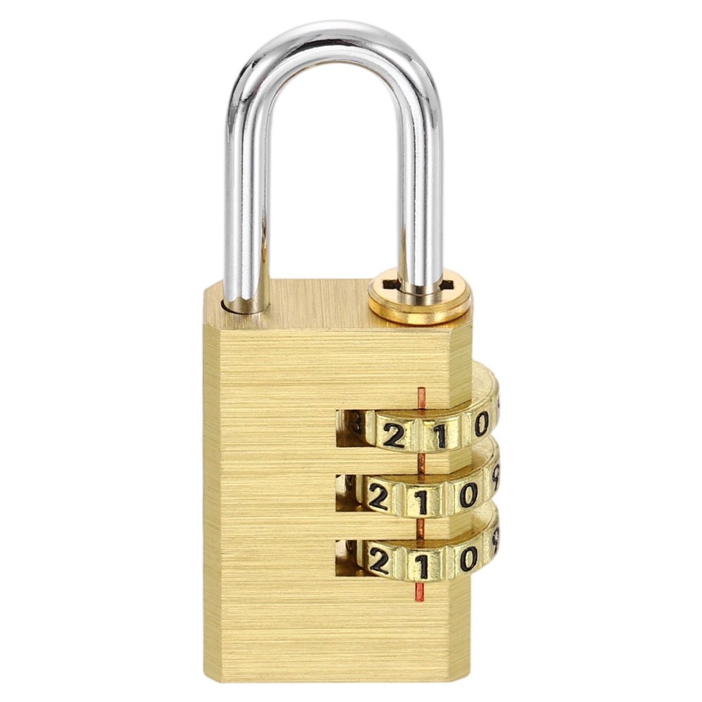 Brass Combination Lock 2.87", 3 Digit Resettable Combination Padlock Yellow