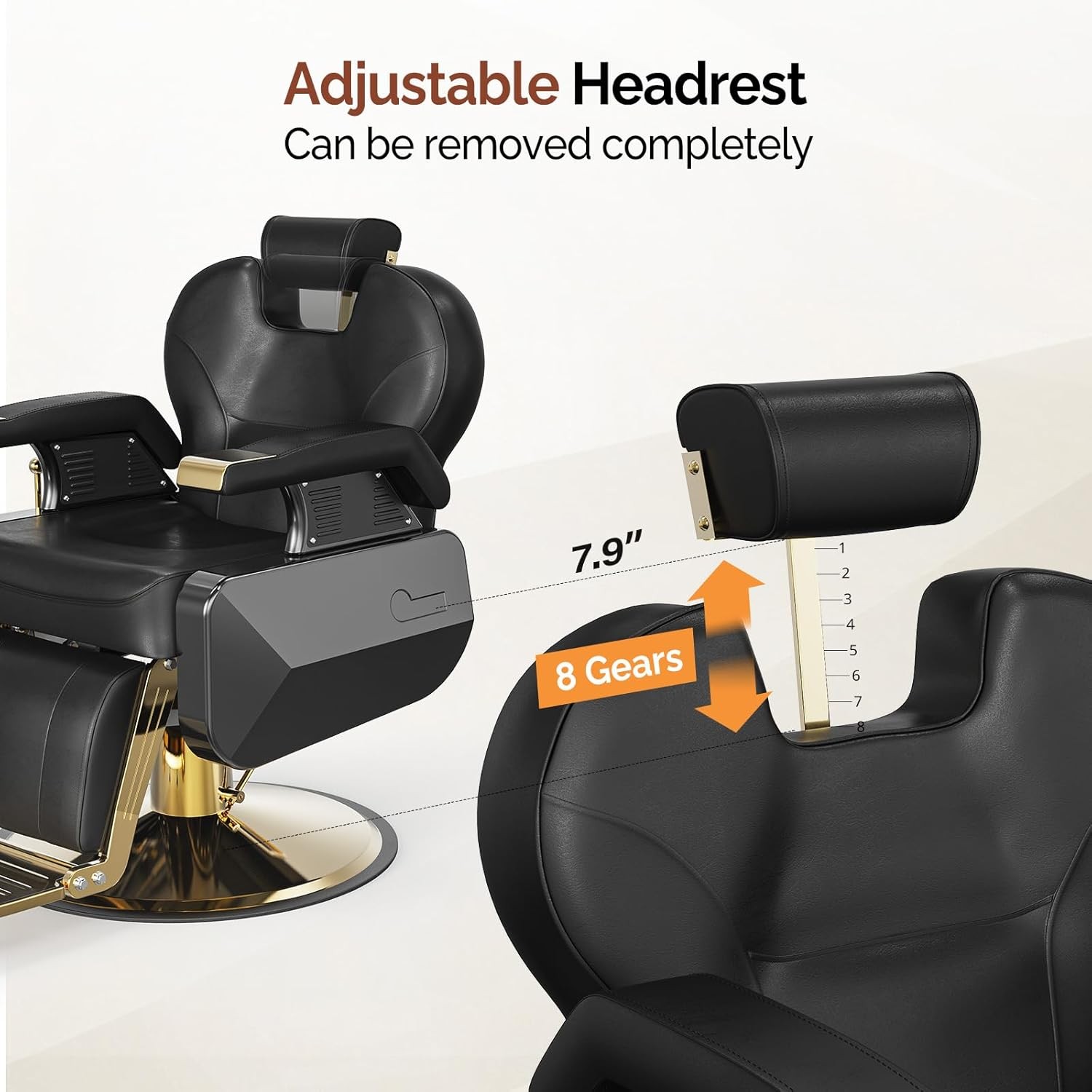 All Purpose Hydraulic Barber Chair Salon Beauty Shampoo Hair Styling Gold&Black