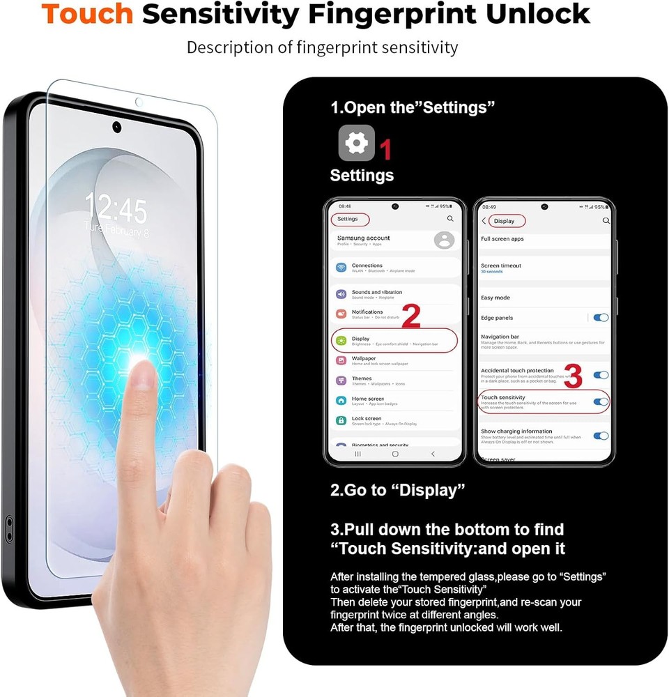 Magnetic Samsung Galaxy S26 Plus Case with Screen Protector, Slim Shockproof Bla