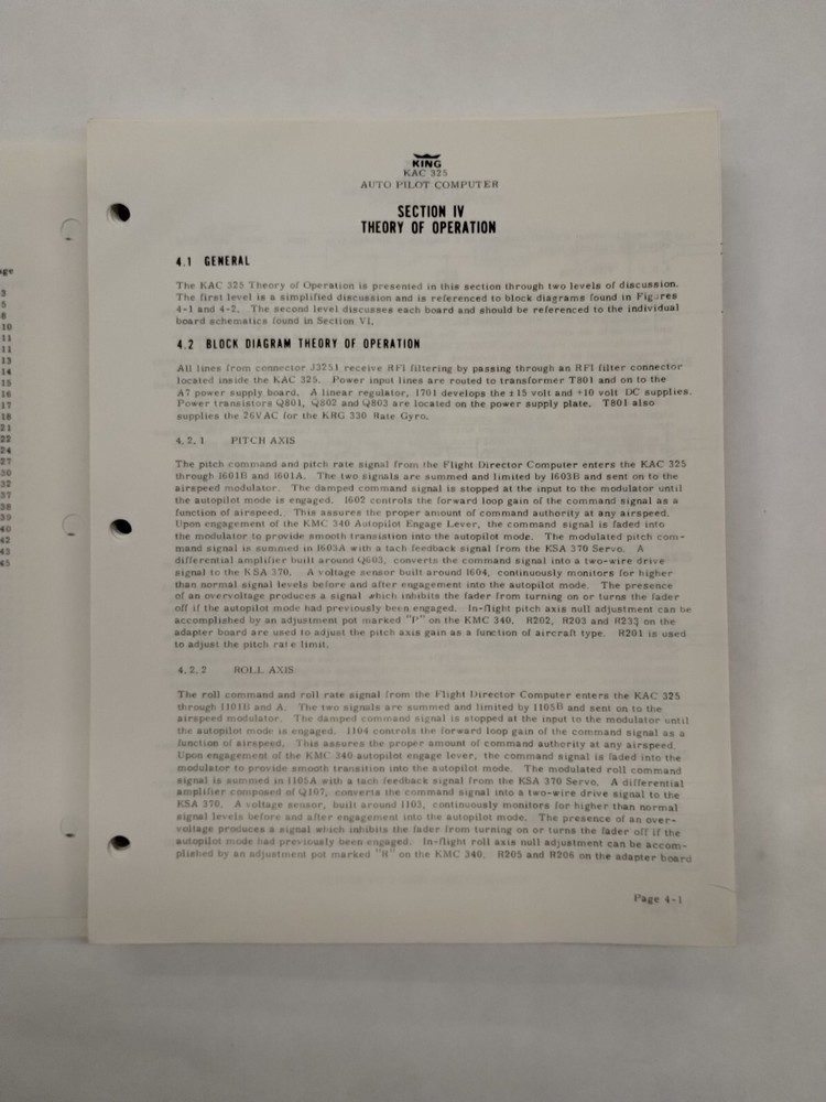 King KAC 325 Autopilot Computer Maintenance/ Overhaul Manual-Original