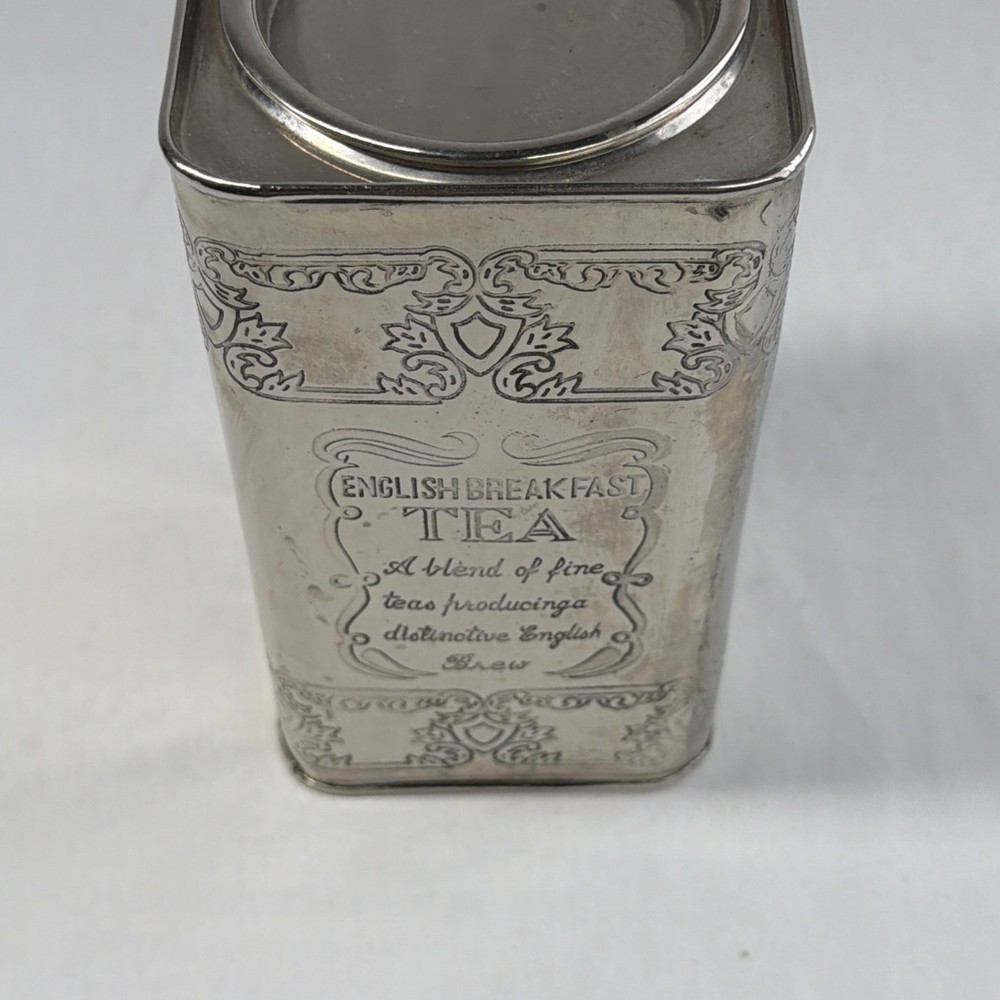 Vintage English Breakfast Tea Can Silverplate Brass Can Kitchen Decor