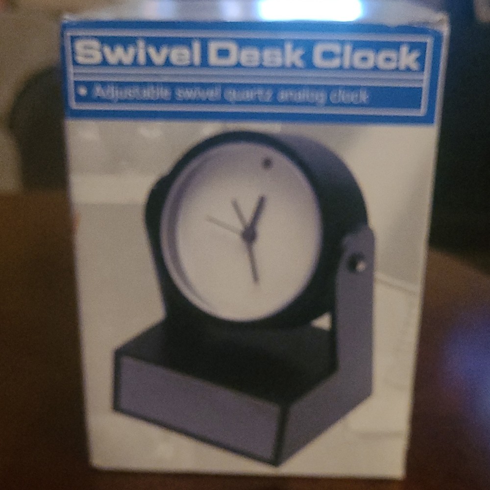 SCMC Adjustable Swivel Design Quartz Analog Desk Clock Black Silver