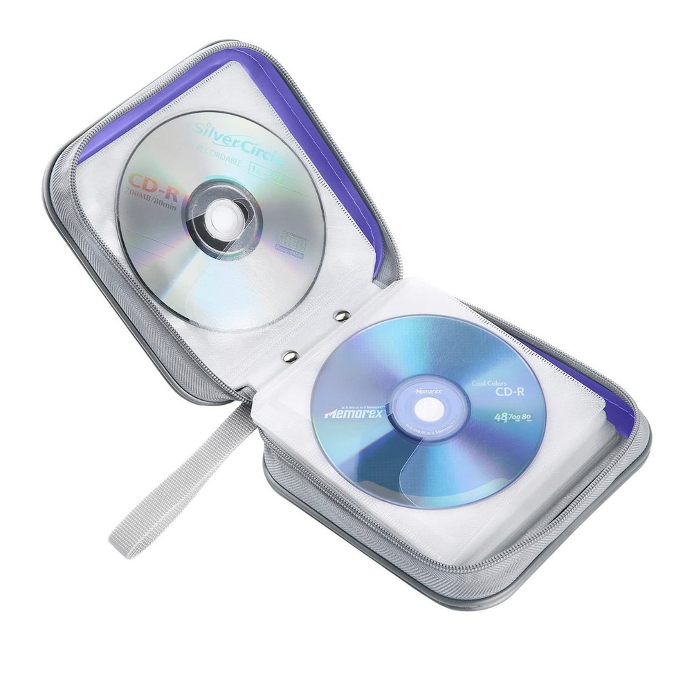 Siveit CD Case, 40 Capacity CD/DVD Case Holders Wallet Hard Plastic DVD Disc