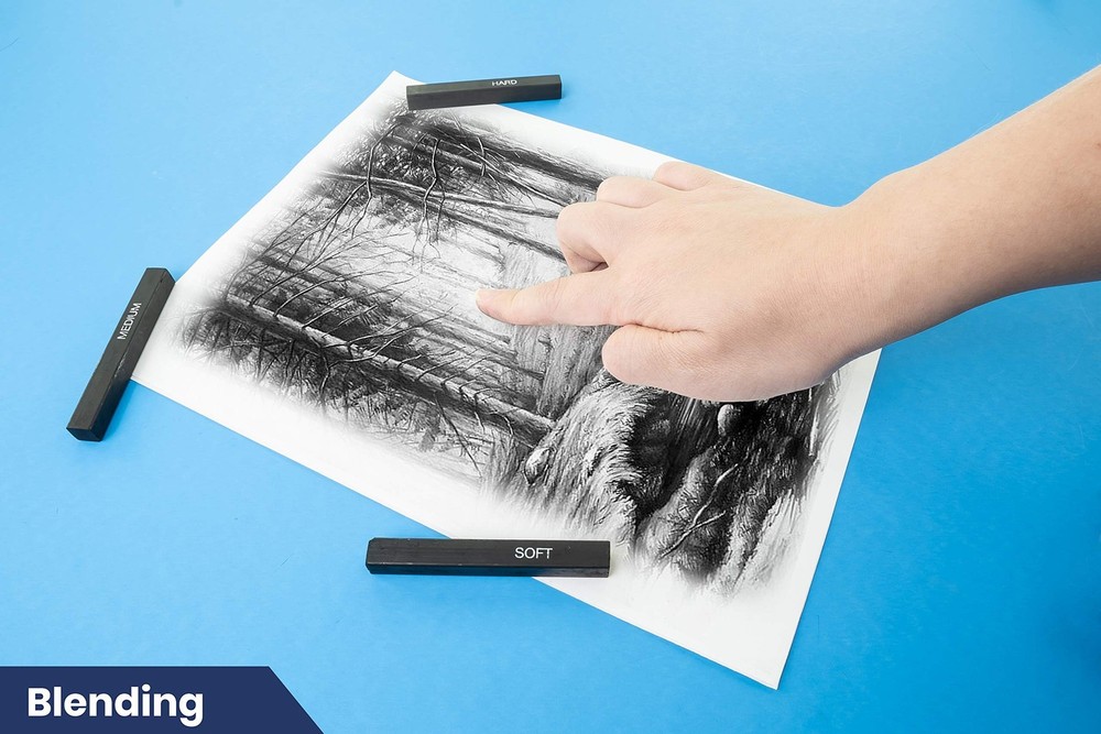 Pacific Arc Compressed Charcoal Sticks Soft 12 Pack for Drawing, Sketching, a...