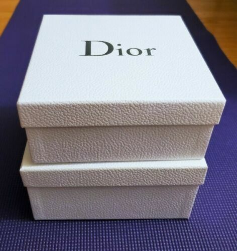 DIOR gray logo white textured square Gift nesting Box Empty storage set lot x 2