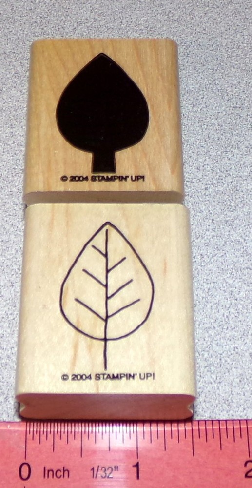 Leaf Rubber Stamp 2 Step Stampin Shadow & Outline Stampin Up Shapes & Shadows