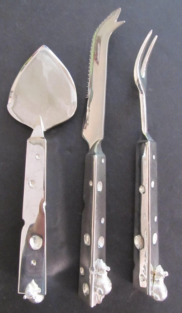 Mouse and Cheese Serving Set - Silverplated, 3-pc