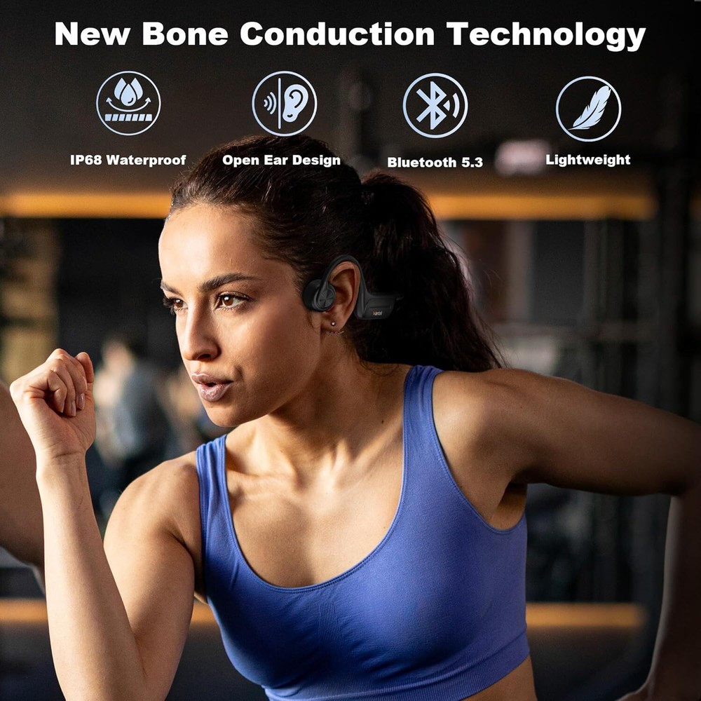 Bone Conduction Earbuds Bluetooth IP68 32GB MP3 Open-ear Headphone for Workouts