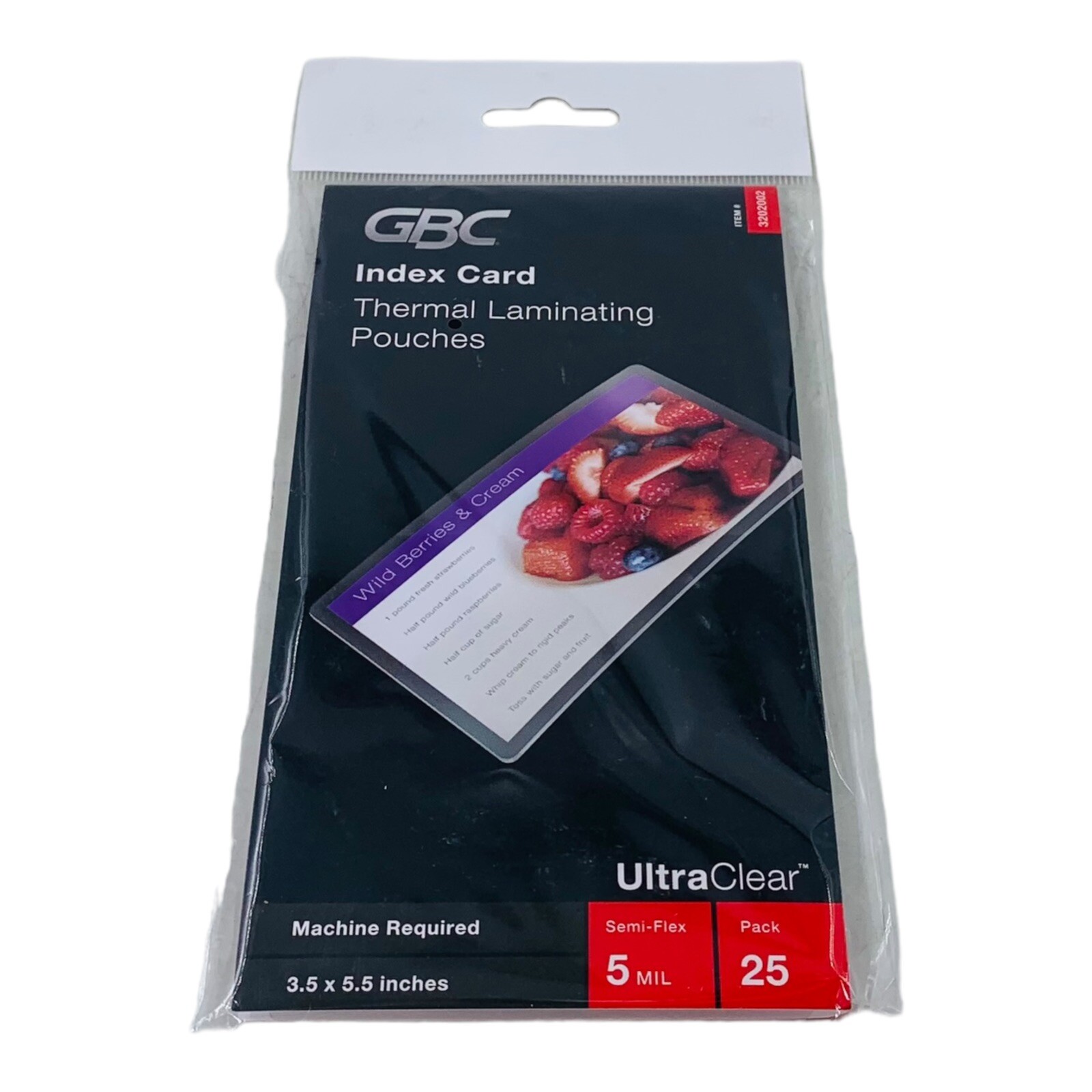 25 Count GBC UltraClear 5.5" x 3.5" Index Card Thermal Laminating Pouches 5 mil