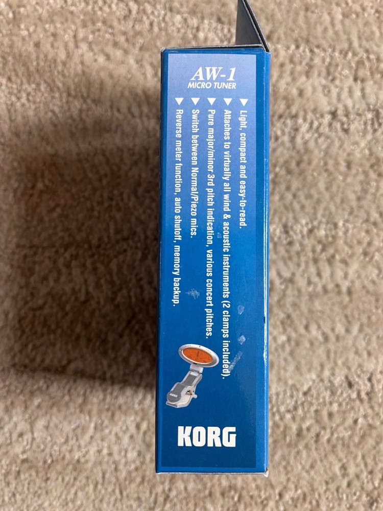 Korg AW-1 Clip-on, Micro String & Wind Instrument Tuner N222 ~ Silver