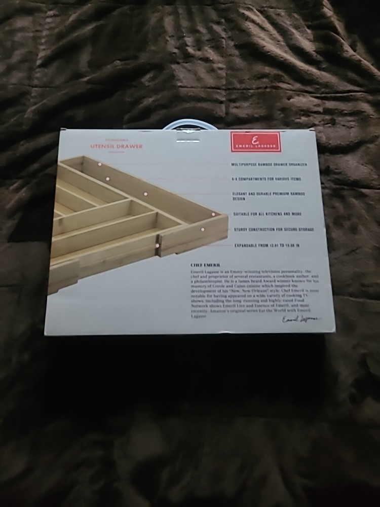 Emeril Lagasse Expandable Bamboo Drawer Organizer – Adjustable 6-8 Compart