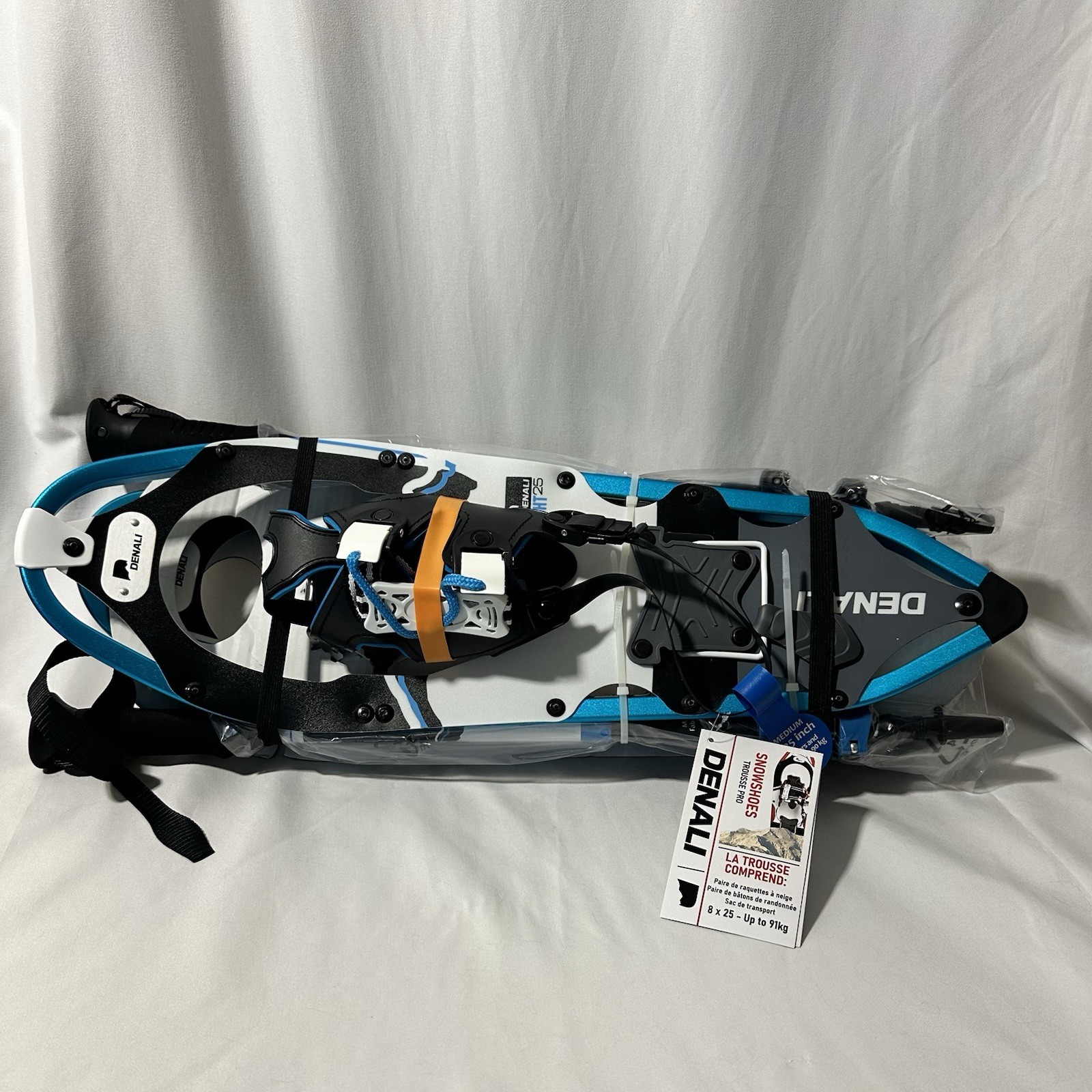Denali Pro Snowshoes Kit 8x25 | Winter Hiking Set w/Poles, Carry Bag, 200 lb