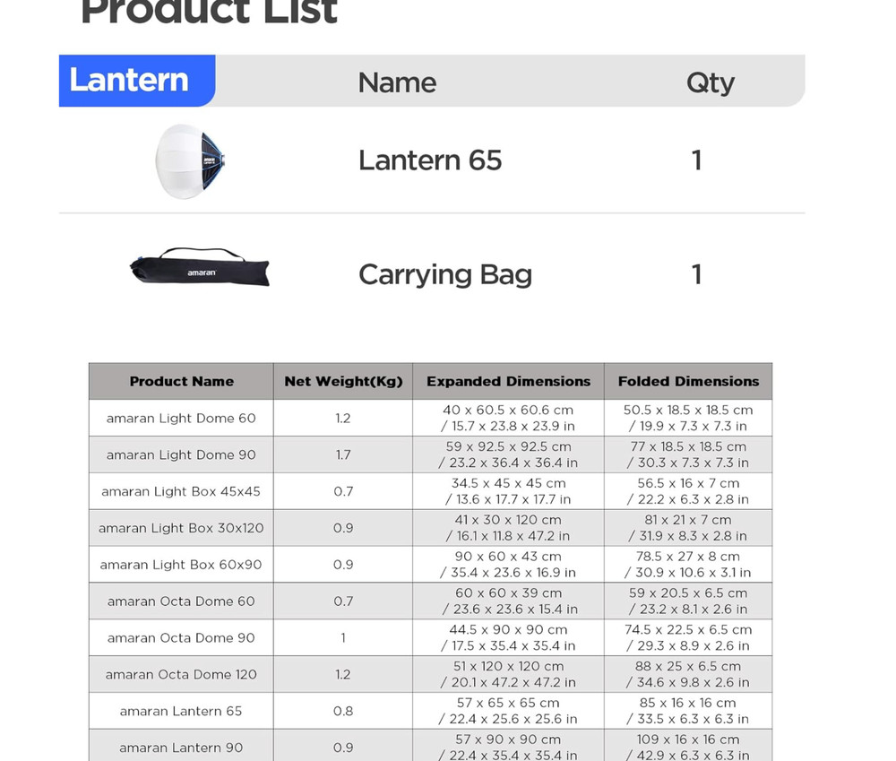 Amaran Lantern 65, 2ft(65cm) Omnidirectional Bowens Mount Soft Light Modifier fo