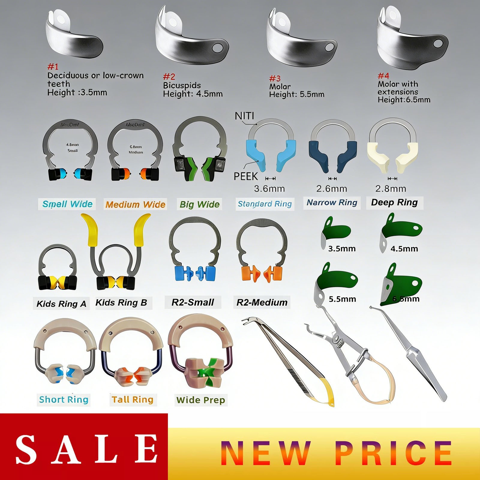 Dental Matrix Bands Ring Sectional Matrice Clamp Fit Garrison Palodent V3 System