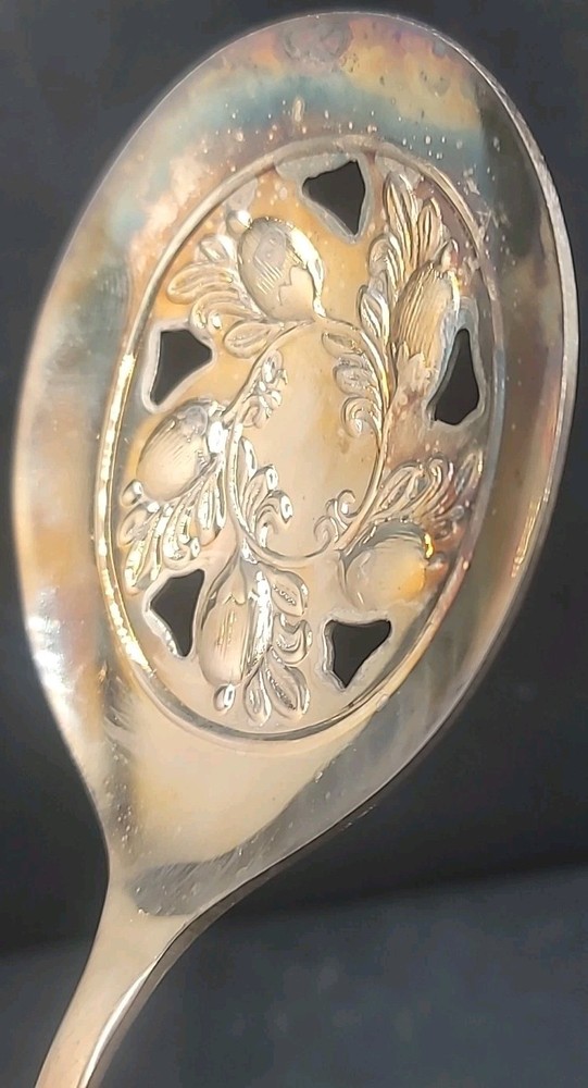 Vintage Sheffield England Silver Plated Pierced Serving Spoon