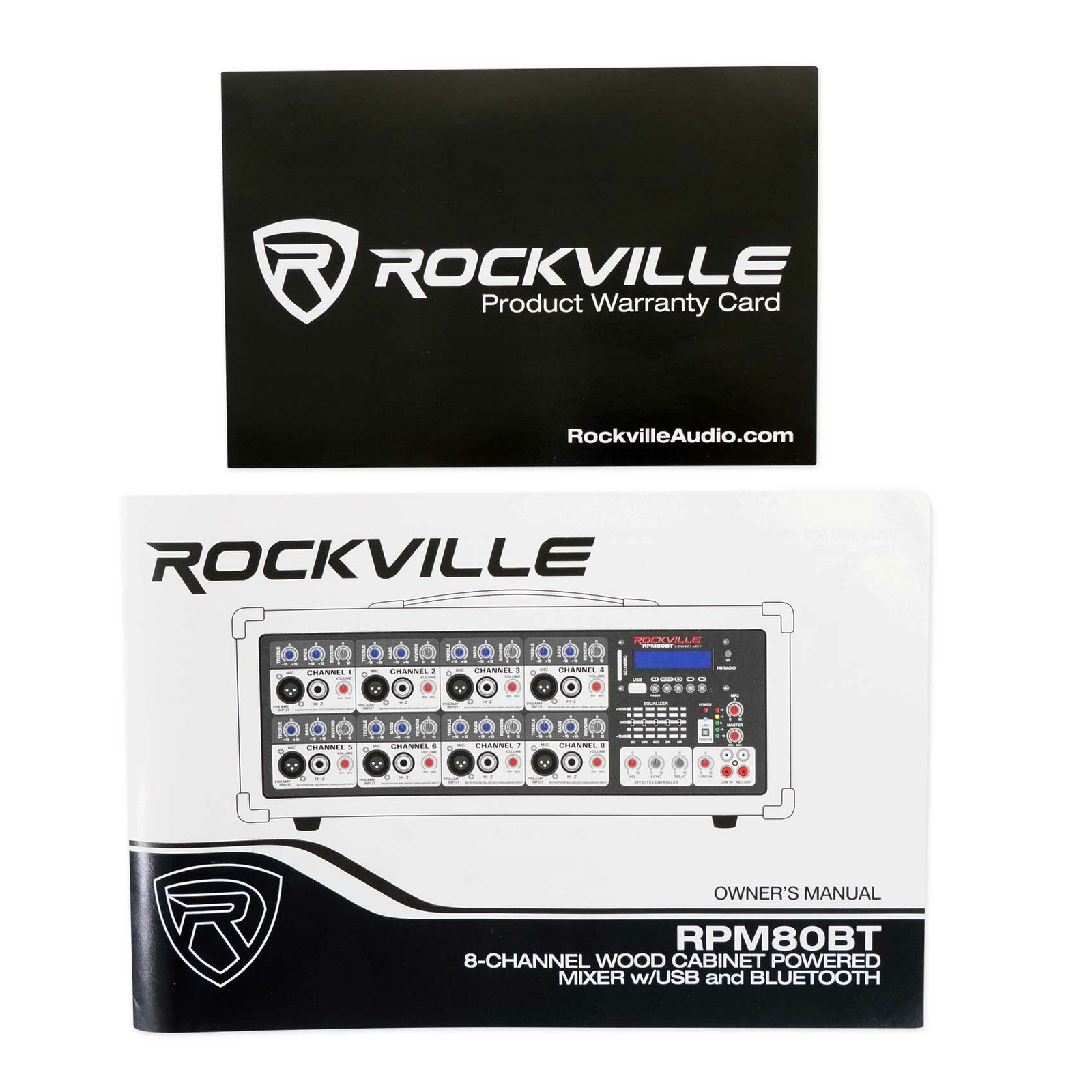 Rockville RPM80BT 2400w Powered 8 Channel Mixer/Amplifier w/Bluetooth/EQ/Effects