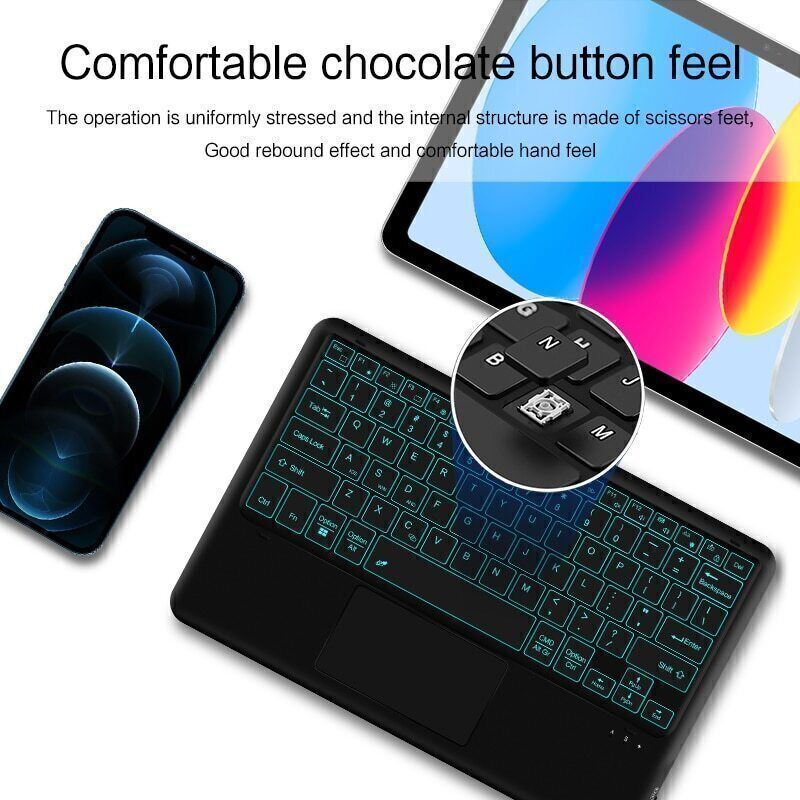 Rechargeable Backlit Bluetooth Touchpad Keyboard Mouse For Android IOS Tablet PC