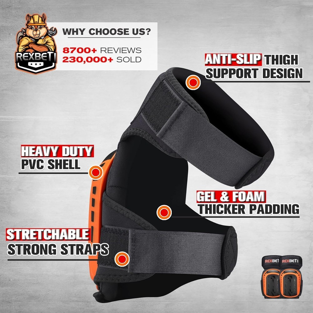 Professional Construction Knee Pads - Orange