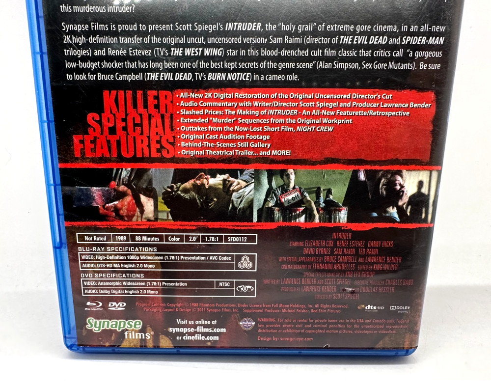 Intruder Directors Cut Blue Ray Replacement Case for 2 Discs - Empty Box