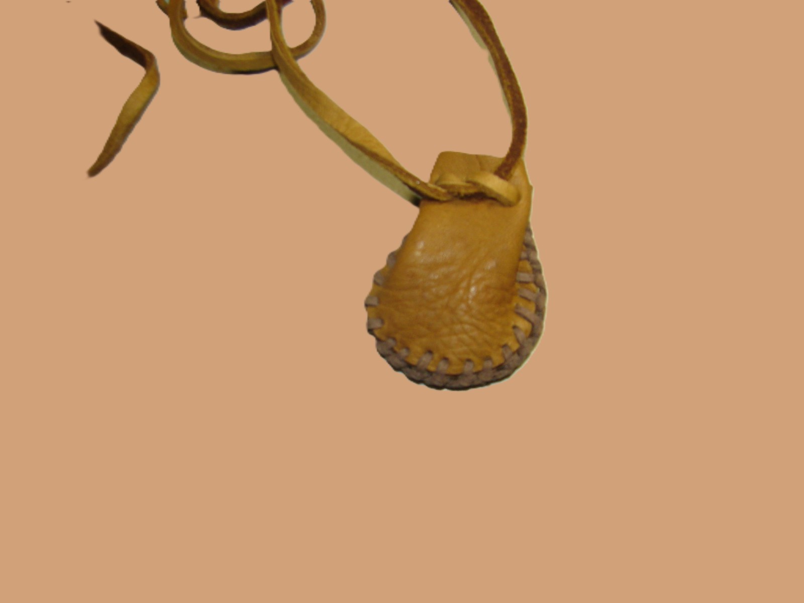 Native American Deerskin Leather Medicine Bag, Traditional Necklace Pouch, 2"