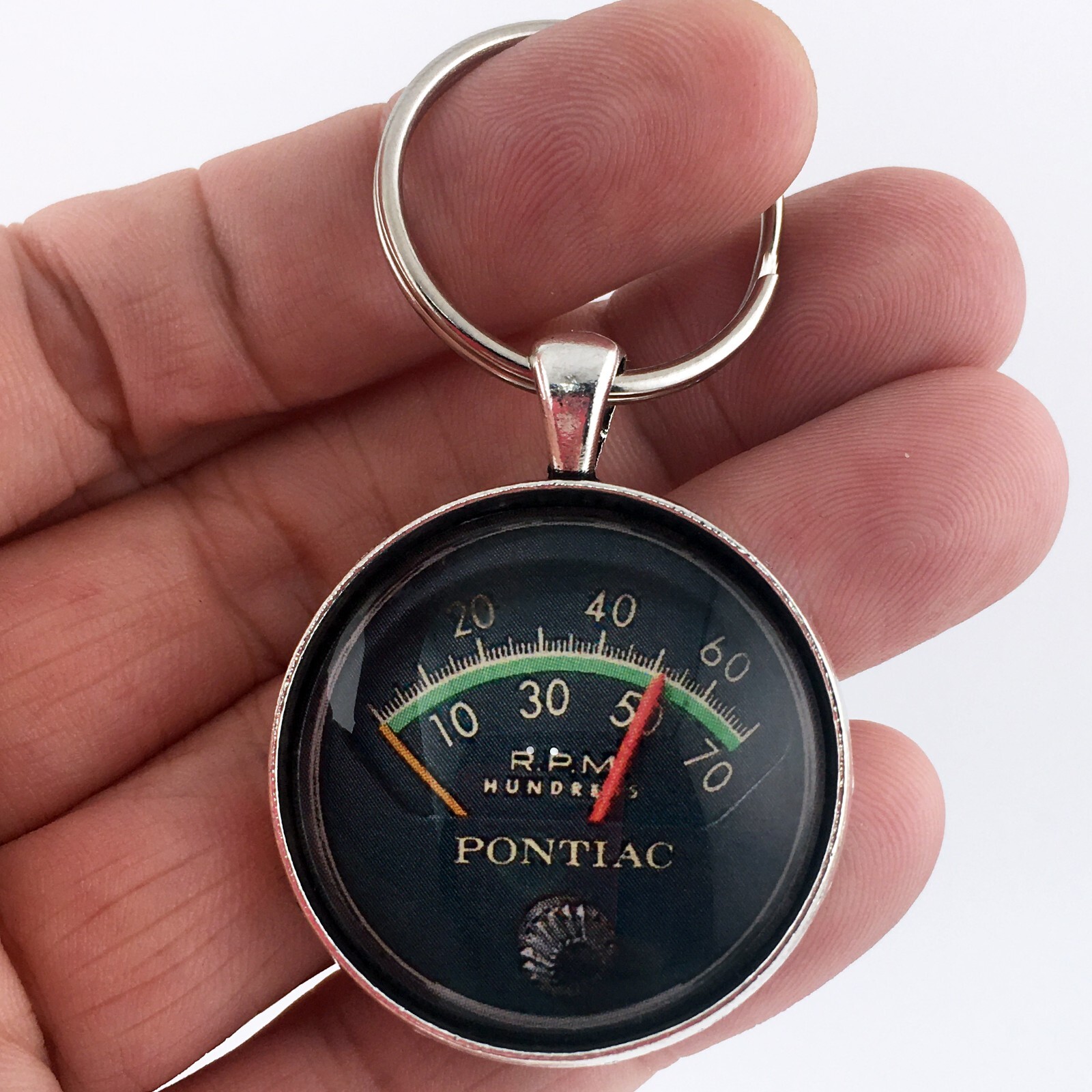 Vintage Pontiac Kneeknocker 7,000 RPM Tachometer Gauge 1.2" Diameter Keychain