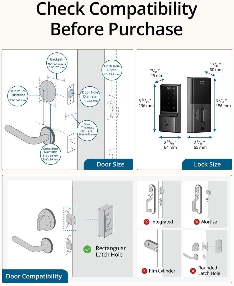 Smart Lock Touchscreen, 5-in-1 Keyless Entry Door Lock, Easy Installation