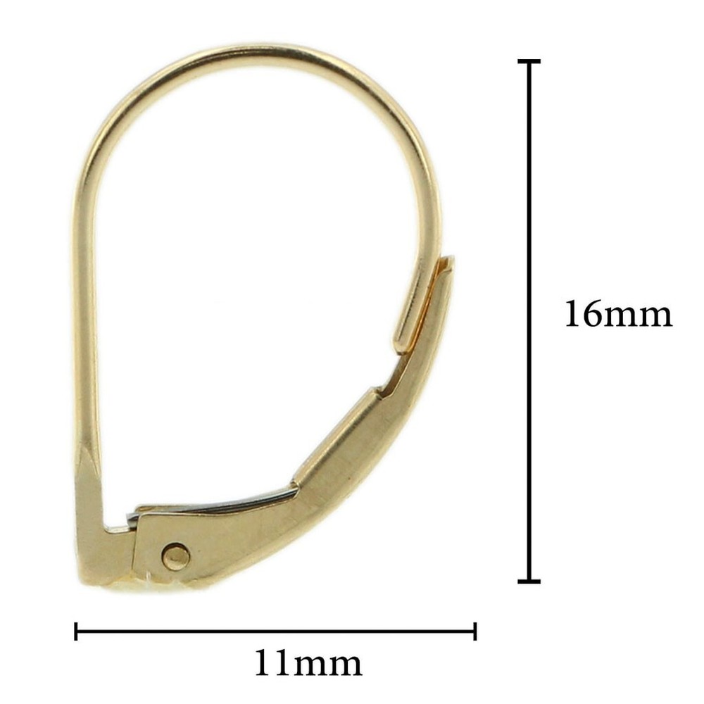 Leverback Earring Mounting Dangling Plain Standard Style REAL 14K Yellow Gold