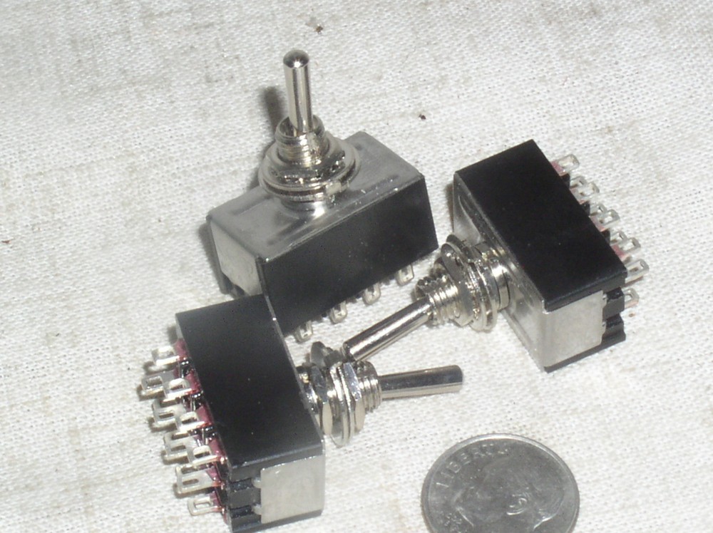 3 MINI PROJECT TRAIN SET TOGGLE SWITCH 4PDT 4P2T MULTI 4 POLE ON-ON 6A 6 A USA