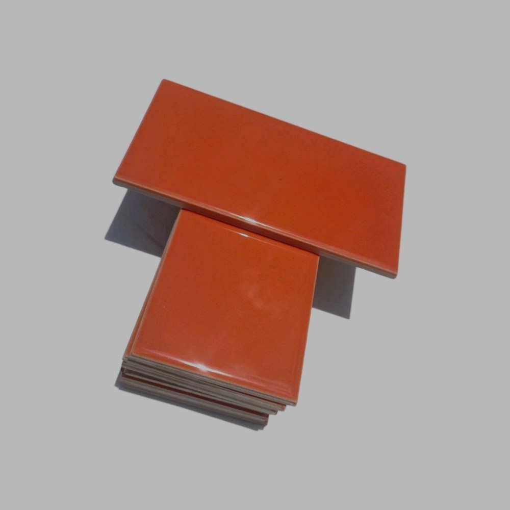 8 TILES ... Glossy Orange Burst Ceramic Subway Tile....3x6