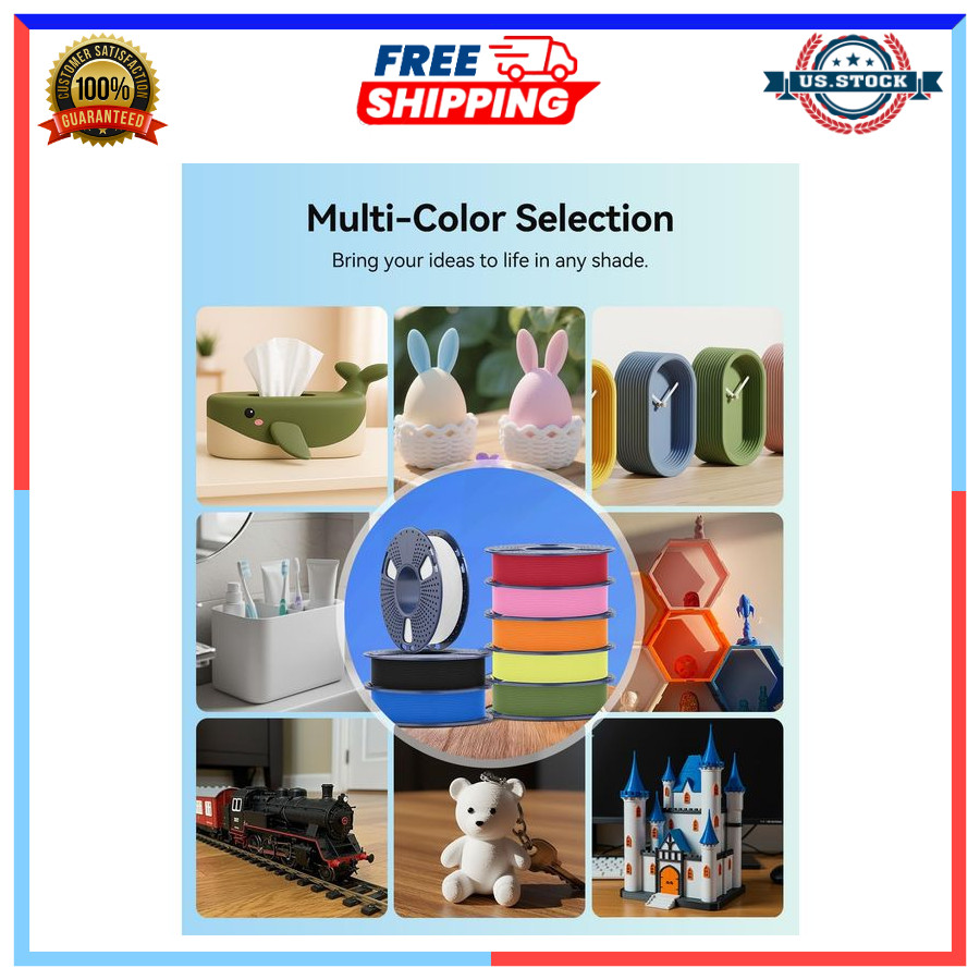 Matte PLA 3D Printer Filament Bundle 2KG 1.75mm 8 Pack 250g Spool Multi Color