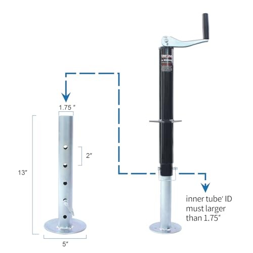 Trailer Jack Drop Leg, Adjustable Jack Foot, Trailer Jack Extension for silver